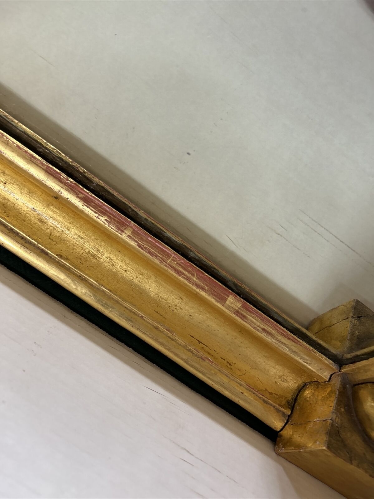 Federal Gold Painted Antique Mirror with Cornucopia Carving