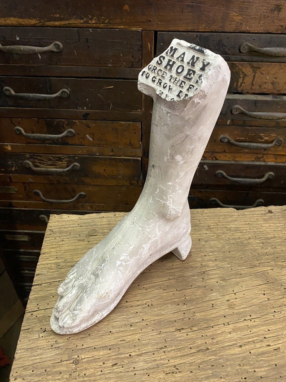 Vintage 1900s Shoe Plaster Sign for Clothing Display