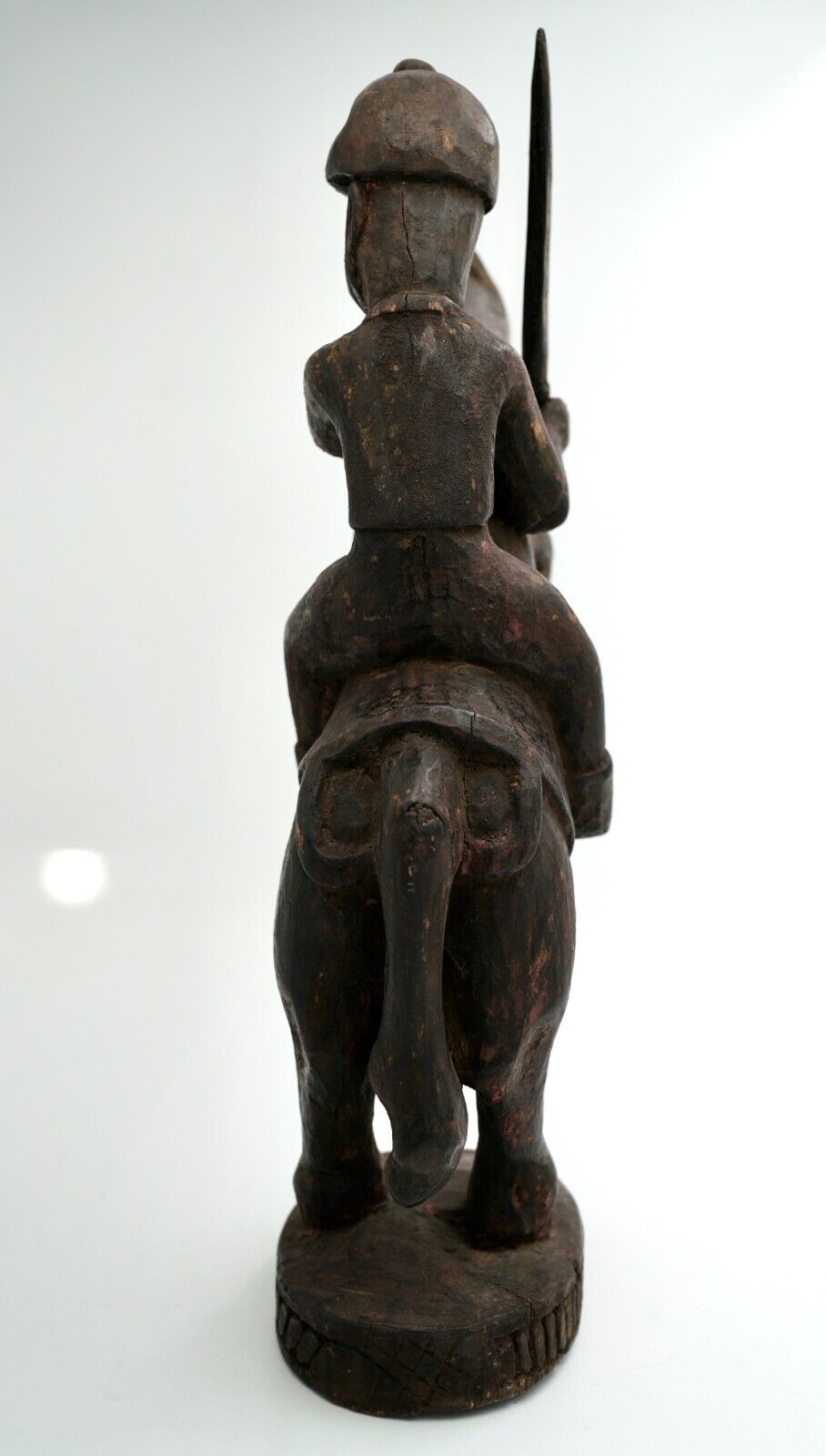 1800's Nepal Wooden Sculpture: Warrior on Soaring Horse