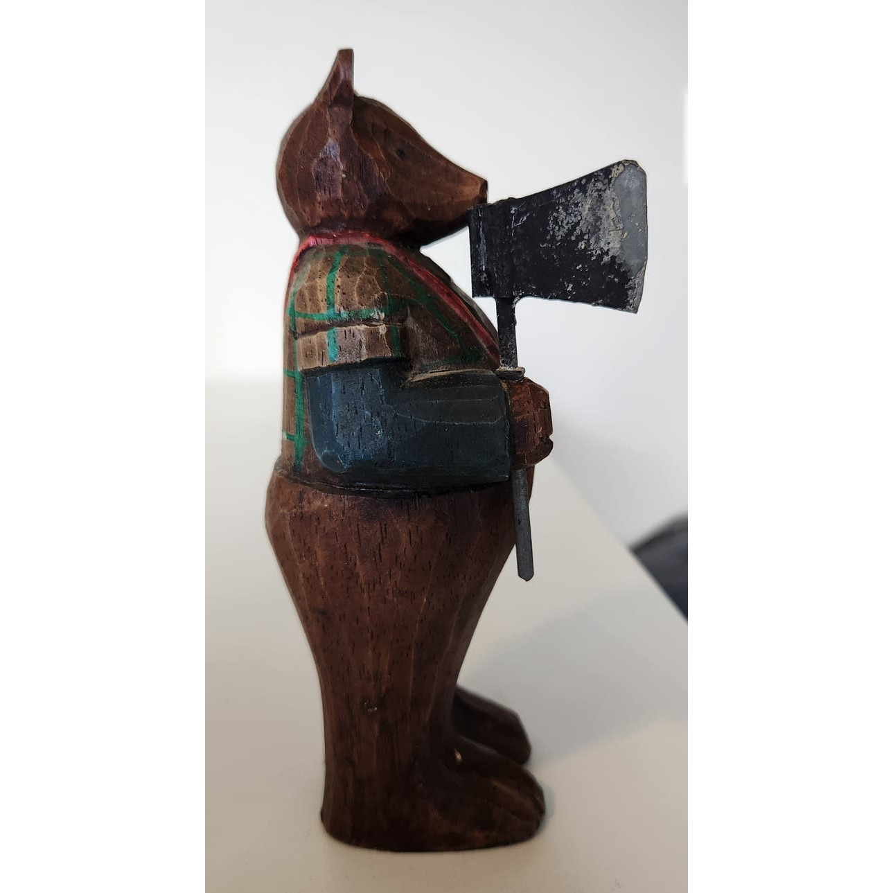Vintage 1900's Carved Wooden Lumber Jack Bear Figurine