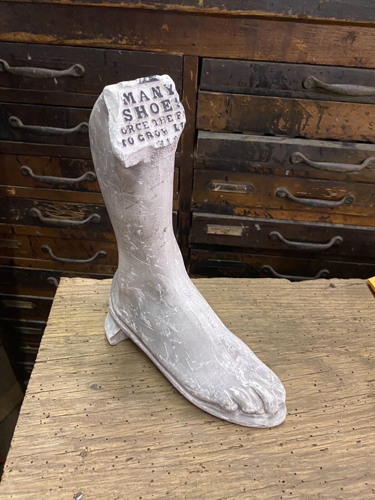 Vintage 1900s Shoe Plaster Sign for Clothing Display