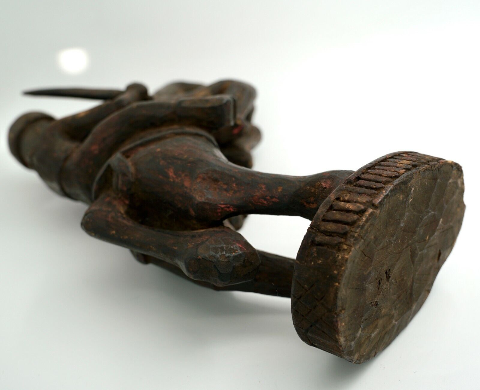 1800's Nepal Wooden Sculpture: Warrior on Soaring Horse