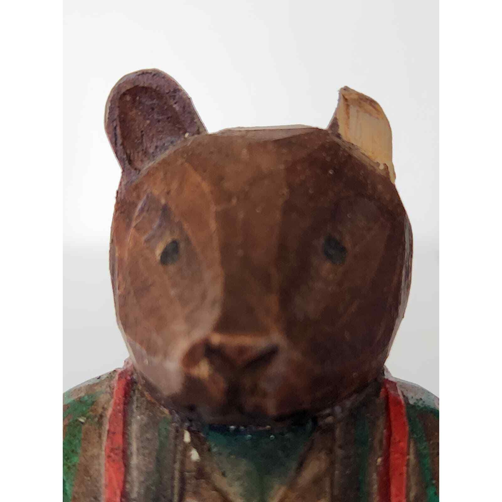 Vintage 1900's Carved Wooden Lumber Jack Bear Figurine