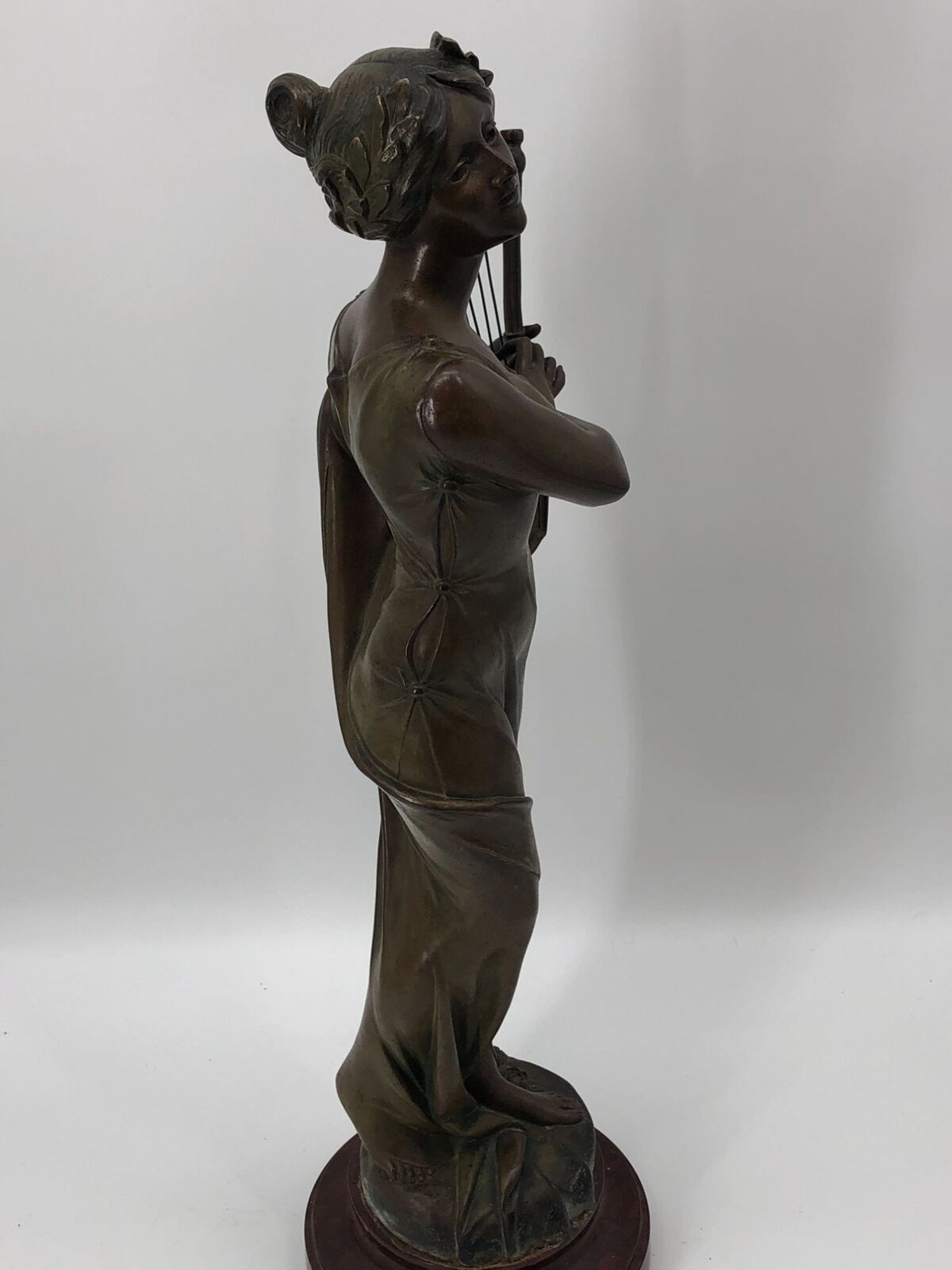 Art Nouveau Bronze Lady Statue Signed F. Gual 1900's