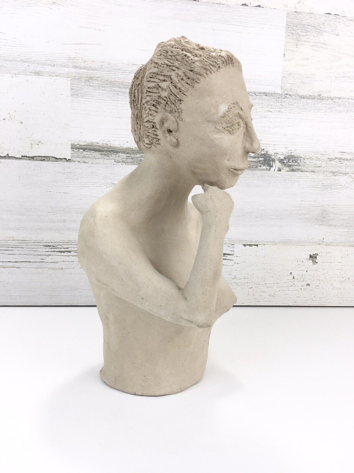 Vintage Clay Nude Woman Bust Sculpture - 12