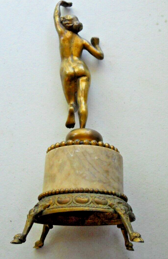 Bronze Nude Woman Statue on Gilded Marble Base