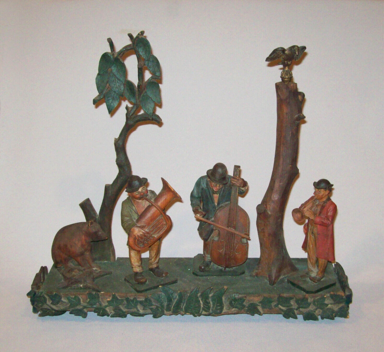 1900s Antique Folk Art Carved Painted Figure Group