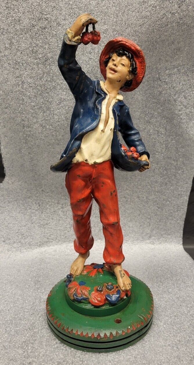 Antique Cast Metal Boy Sculpture 14.5 inch #2892