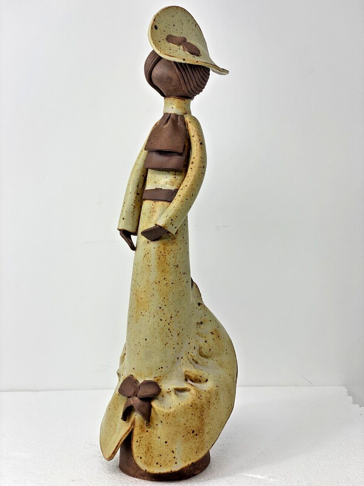 Art Deco Woman Figural Sculpture Studio Earthenware Signed