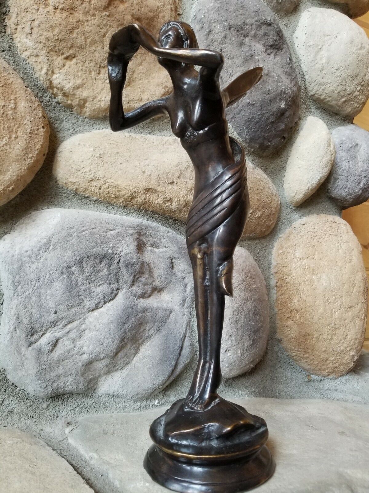Art Nouveau Brass Sculpture of Angel Fairy Pixie