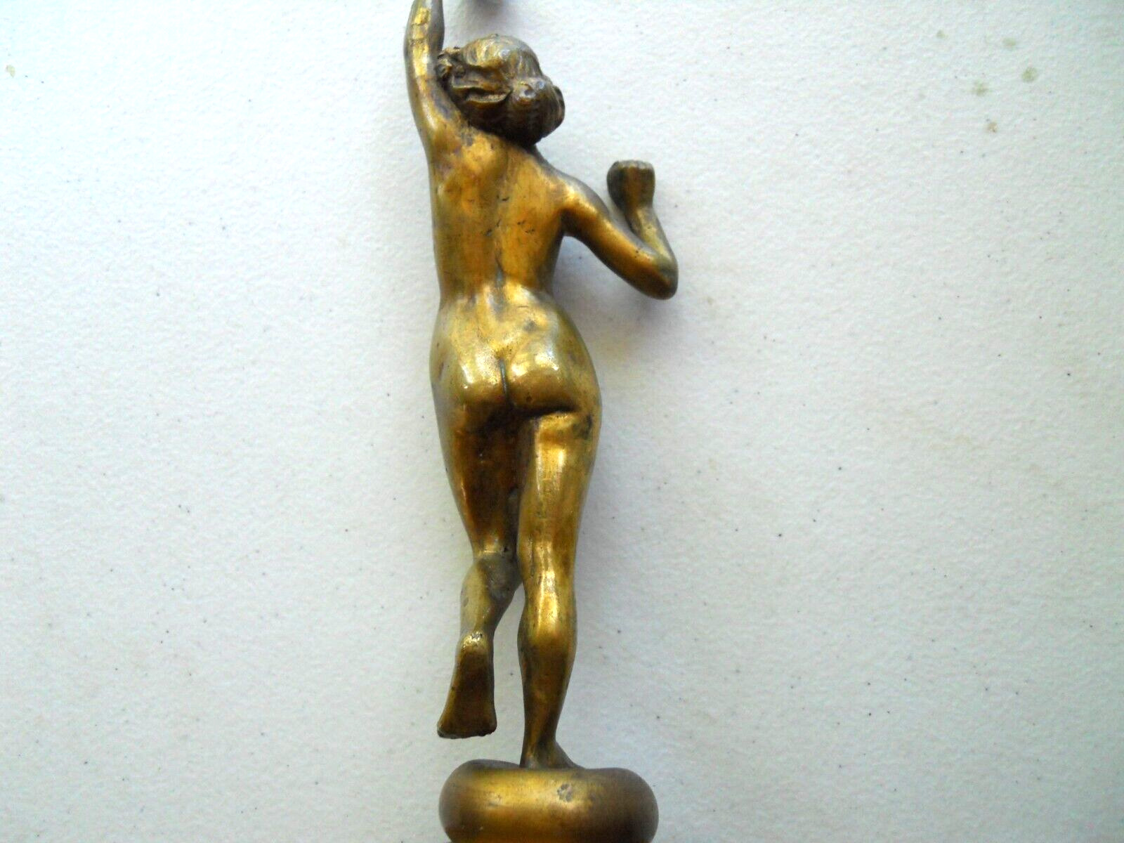 Bronze Nude Woman Statue on Gilded Marble Base