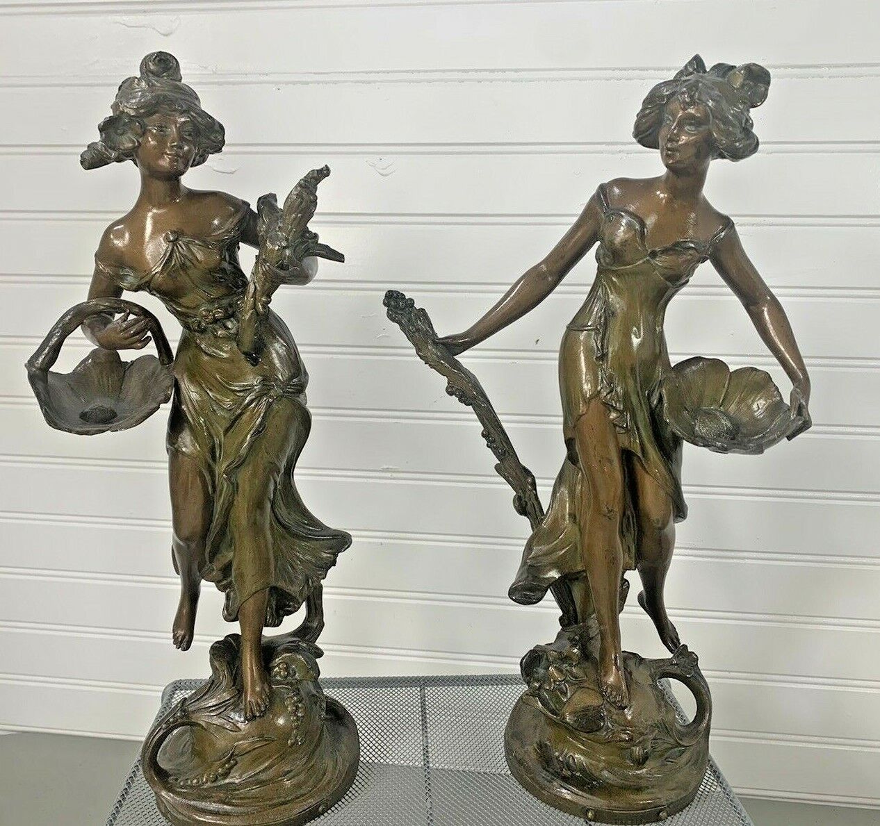 French Henri Honore Ple Signed Bronze Statues Set