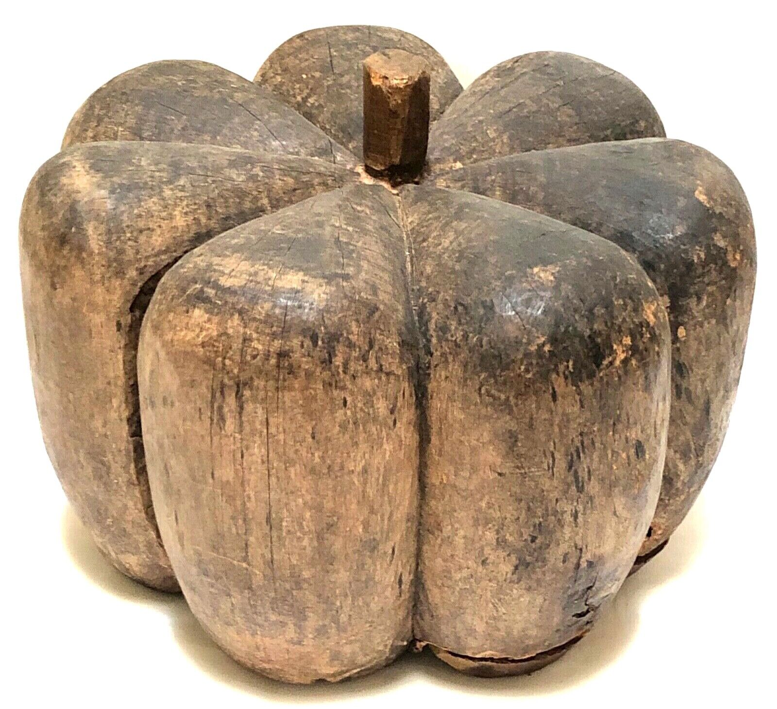 Large Folk Art Primitive Carved Wood Pumpkin Sculpture