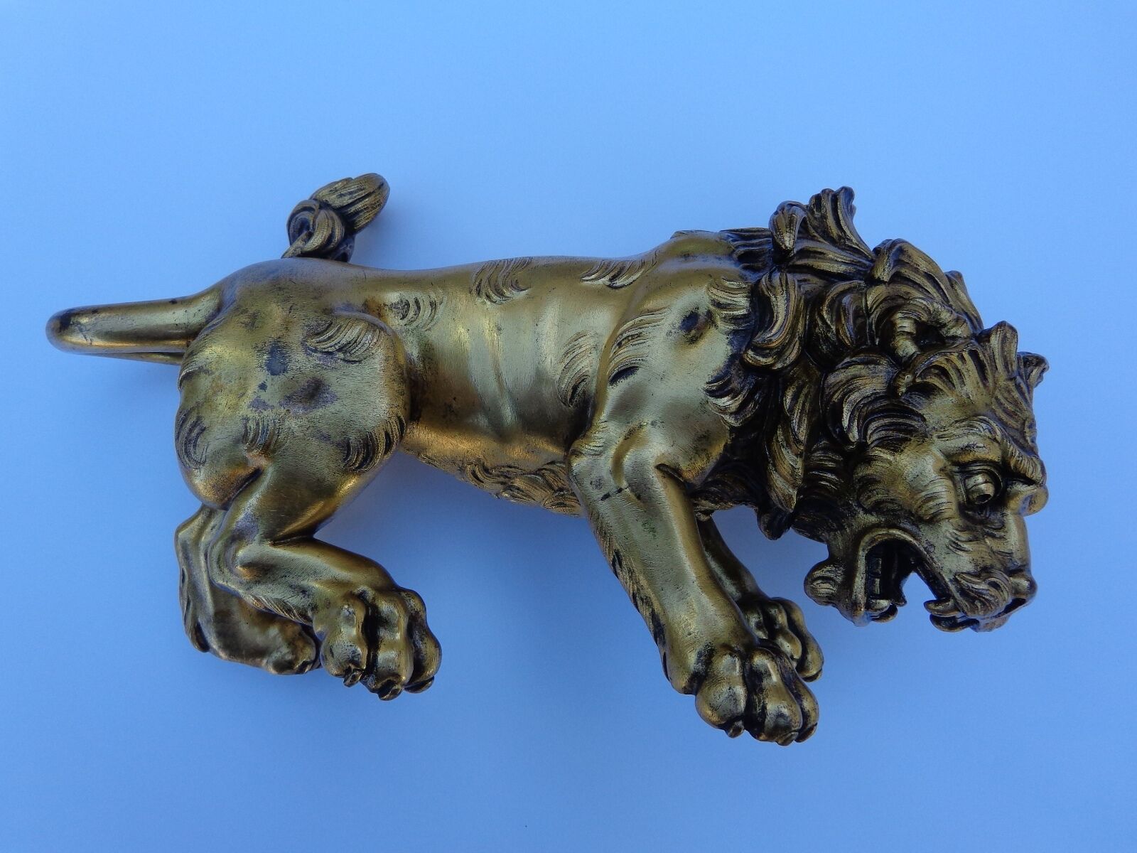 Rare 18th Century Gilt Bronze Royal Lion Sculpture