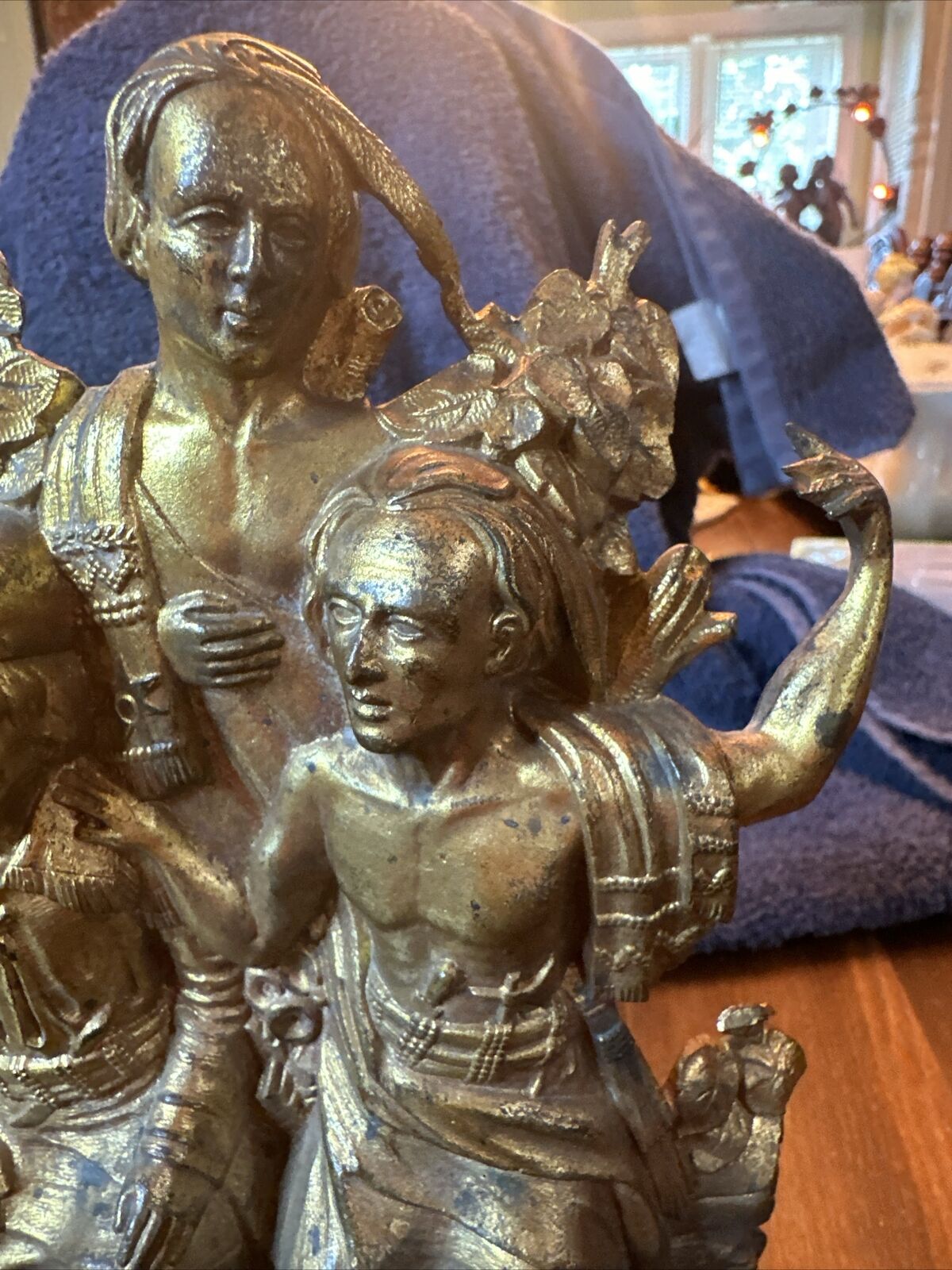 Bronze Brass Daniel Boone with Native Indians Figurine