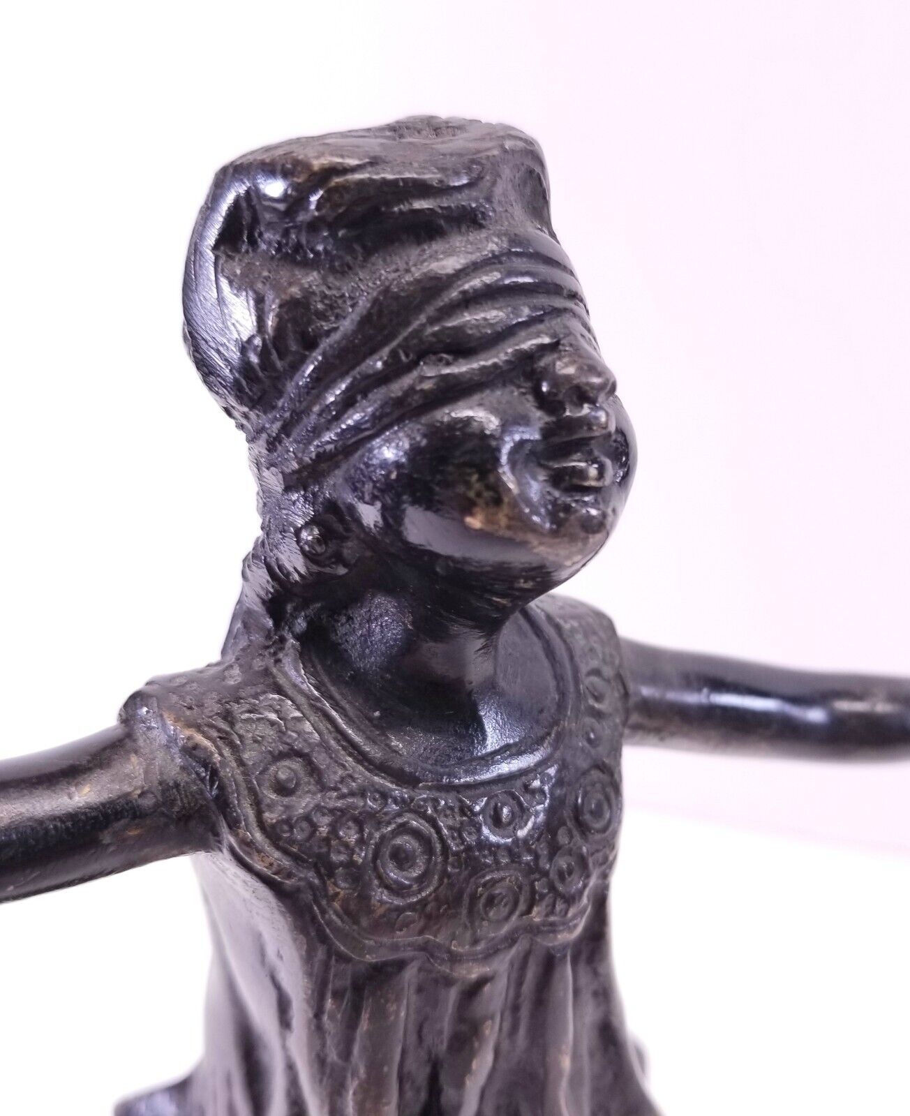 Early 1900s Bronze Blindfold Girl Statue on Marble