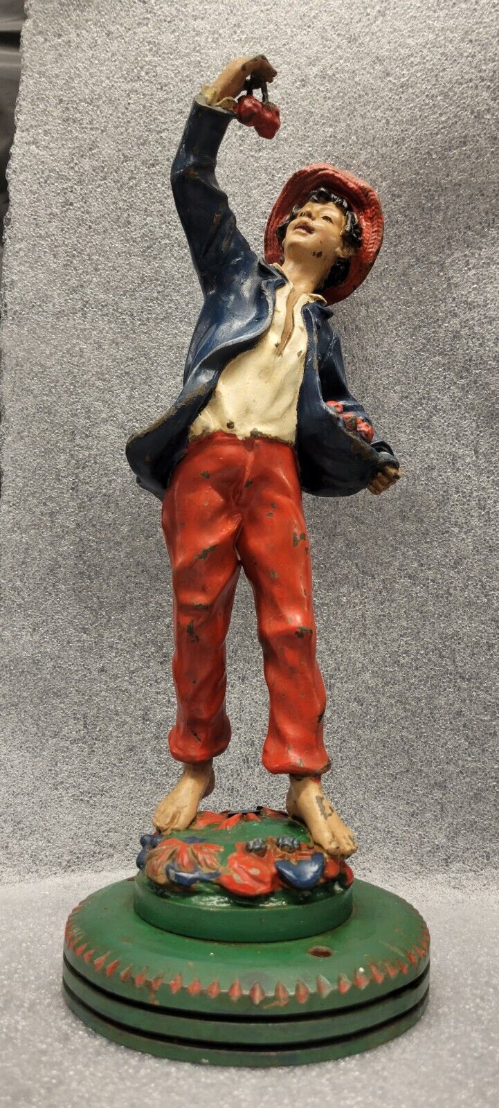 Antique Cast Metal Boy Sculpture 14.5 inch #2892