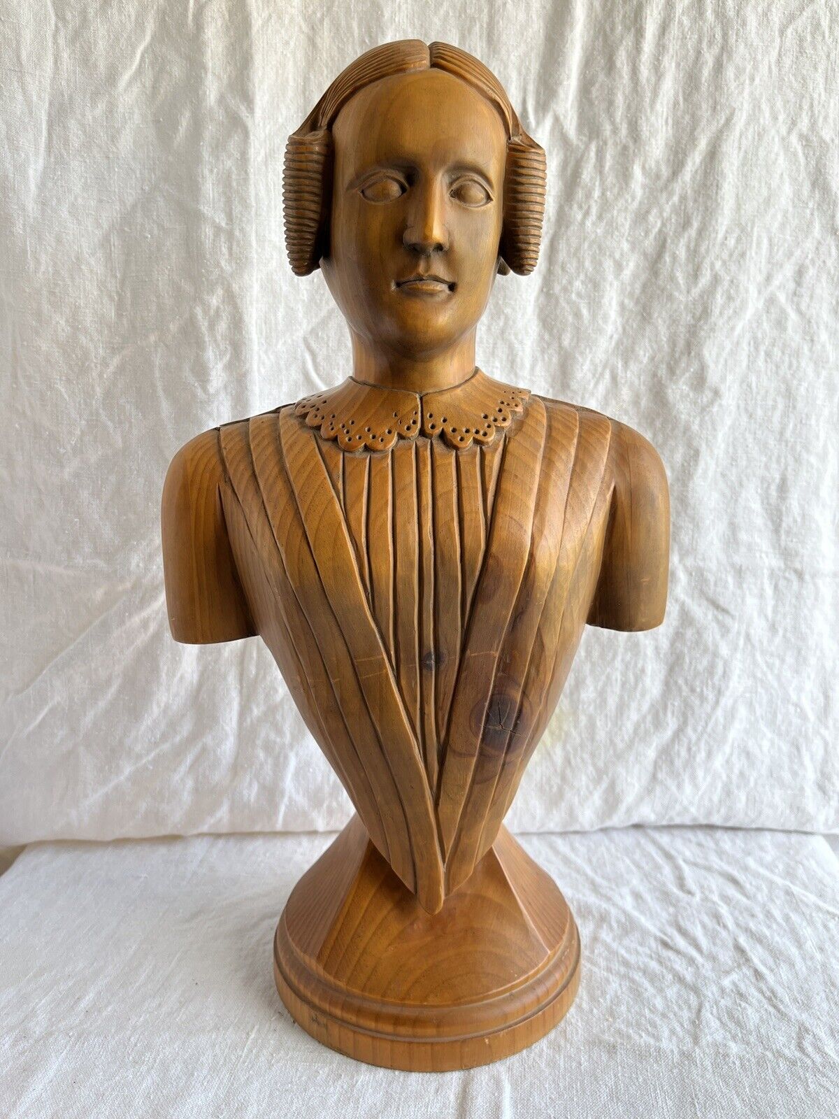 Antique Asa Ames wood bust sculpture Americana art