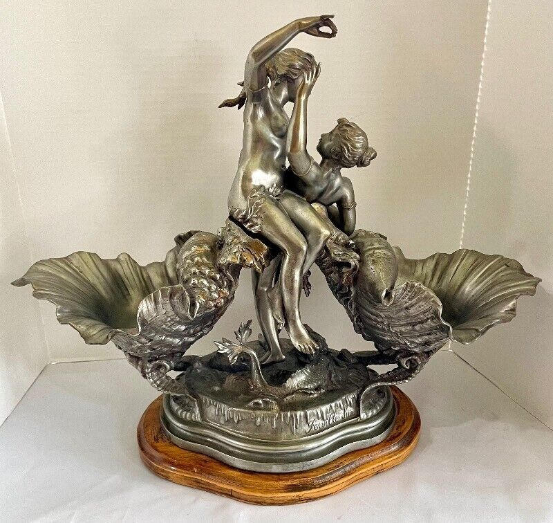 French Maidens Metal Sculpture by Charles Georges Ferville Suan