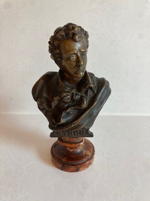 Byron Bronze Bust on Marble Base 4 3/4