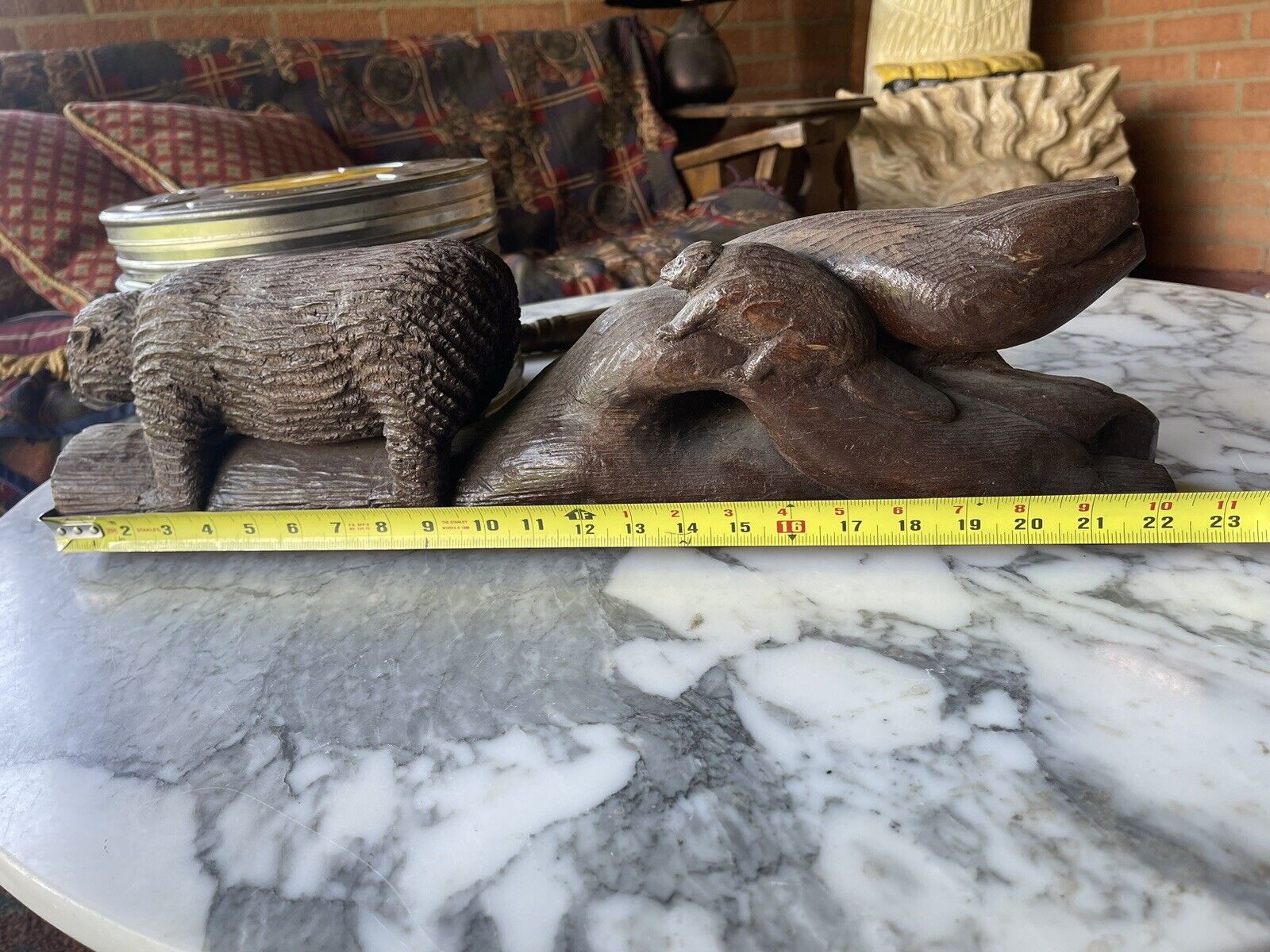 1800s Primitive Folk Art Wood Carving Antique