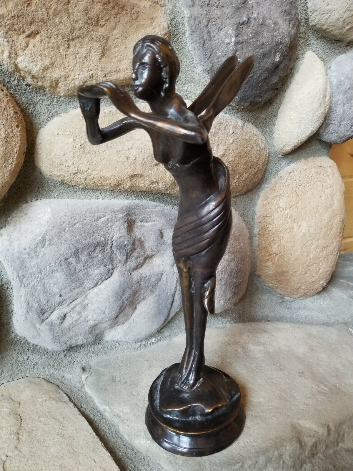 Art Nouveau Brass Sculpture of Angel Fairy Pixie