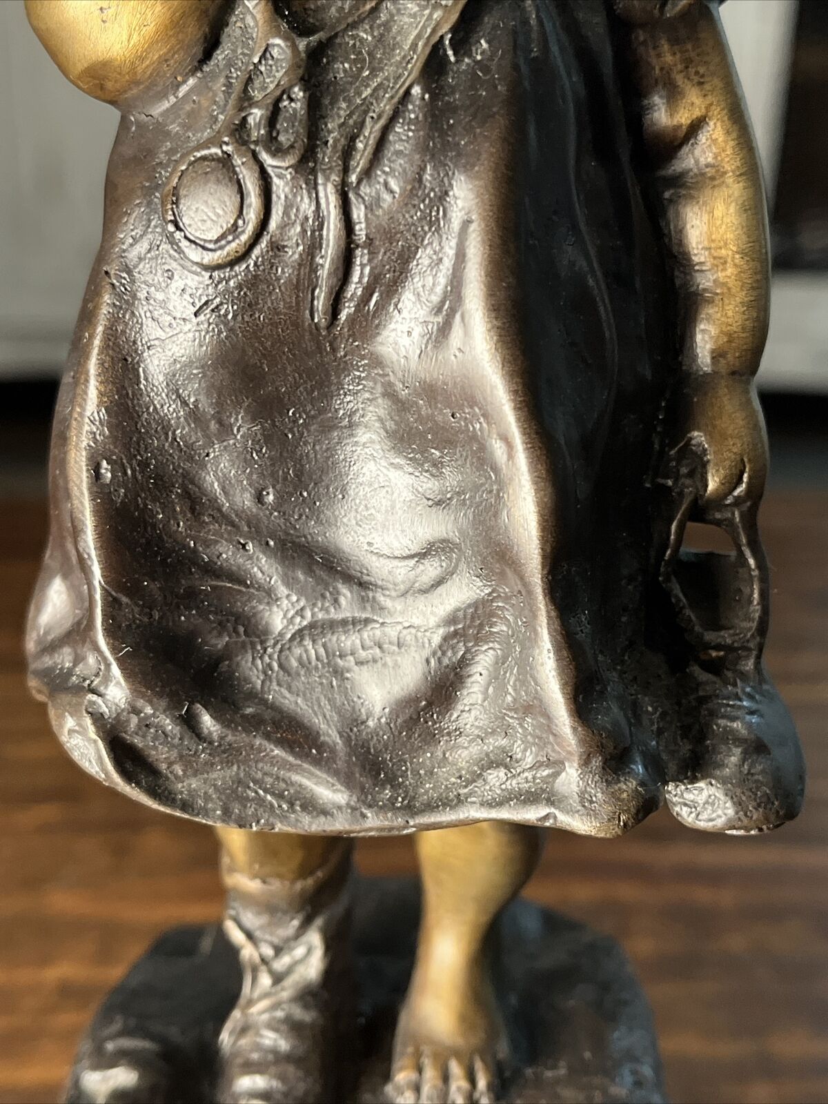 1900s Bronze Girl Standing on Chair by Juan Clara