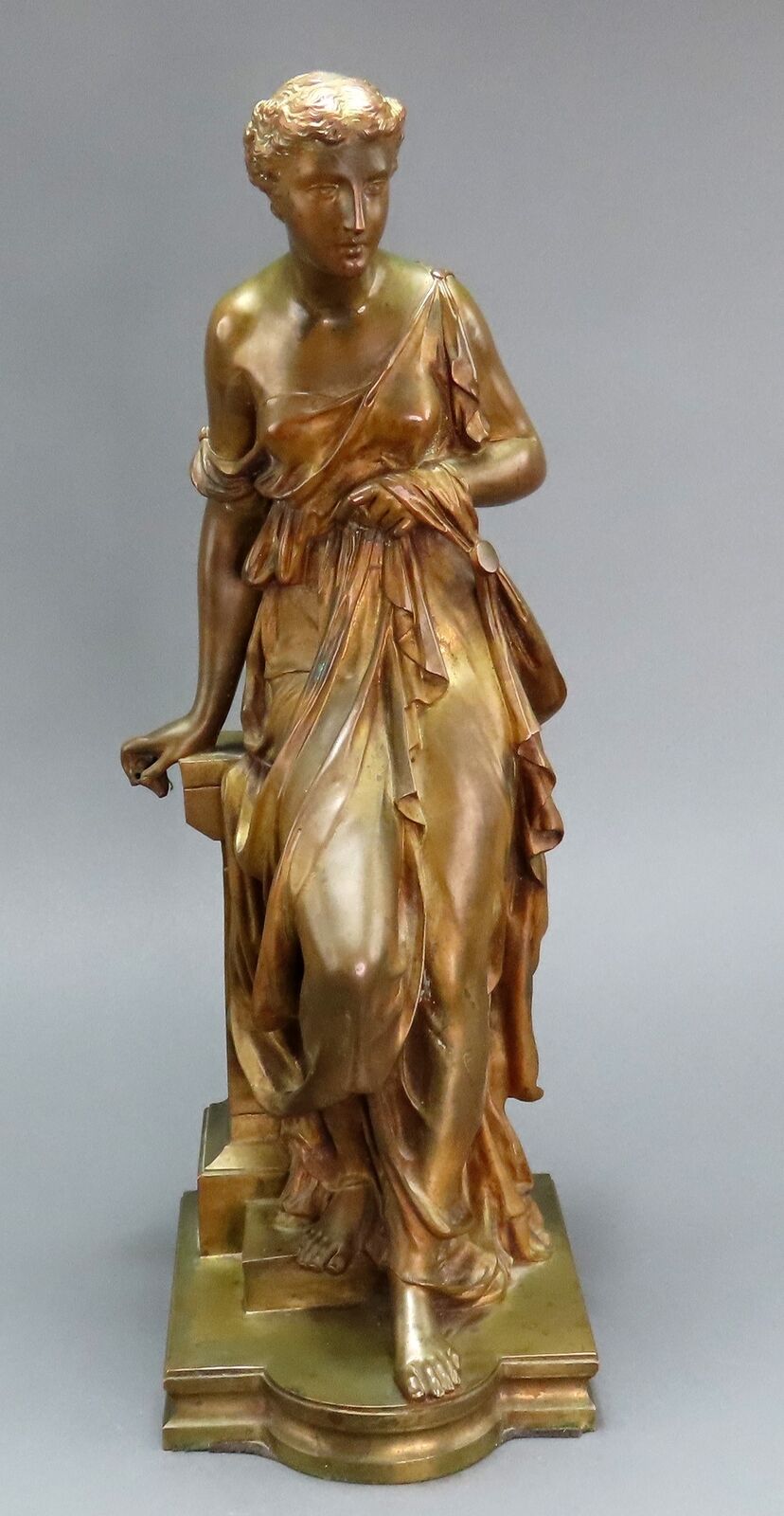 1800s Continental Bronze Statue of Psyche, Young Greek Woman