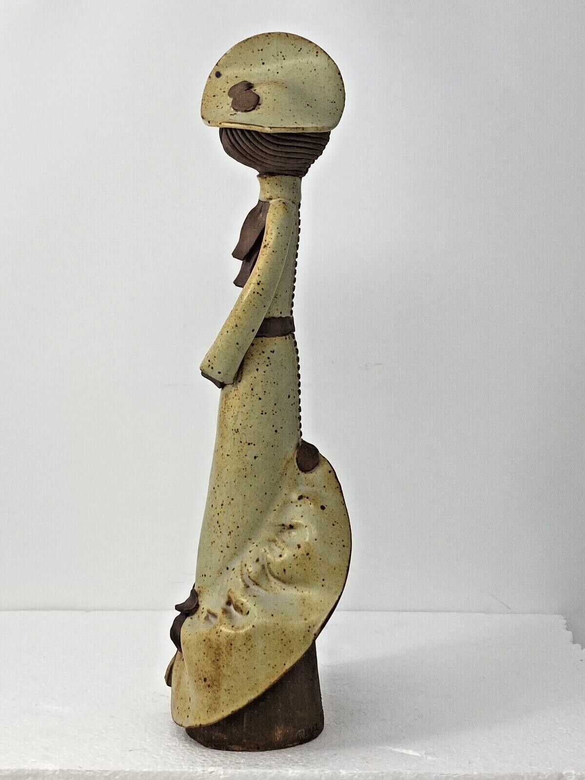 Art Deco Woman Figural Sculpture Studio Earthenware Signed