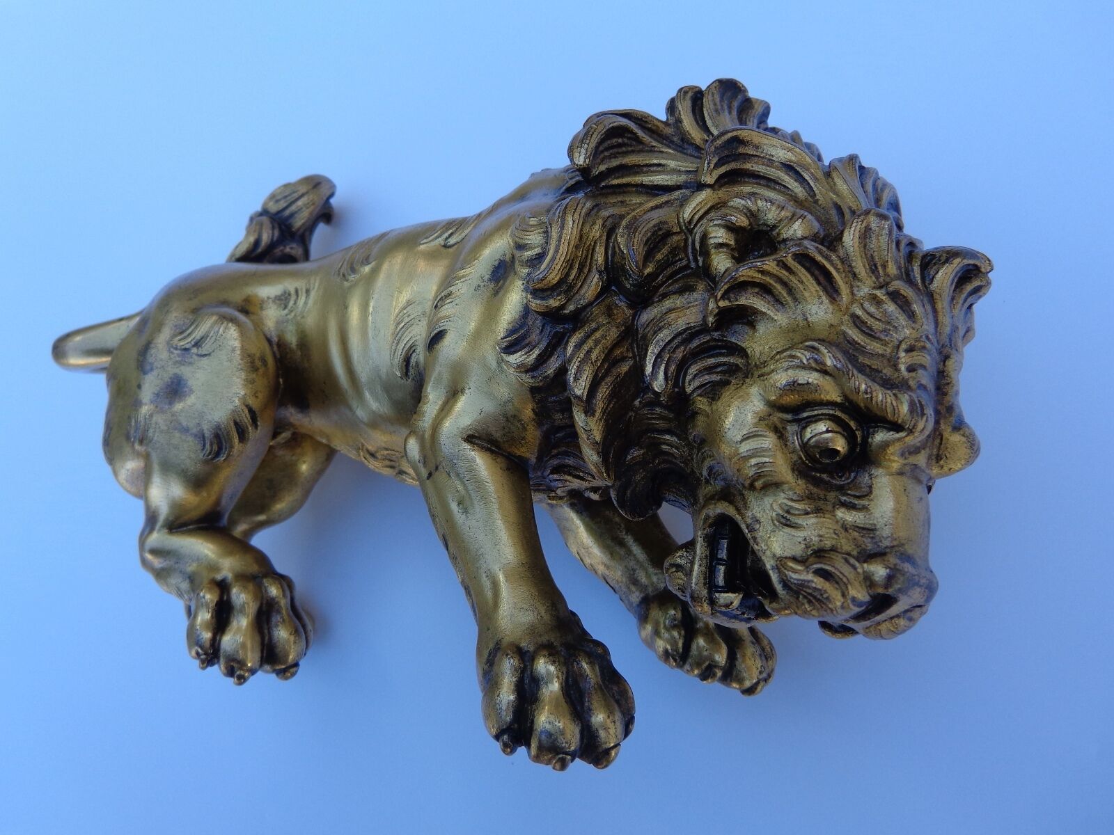 Rare 18th Century Gilt Bronze Royal Lion Sculpture
