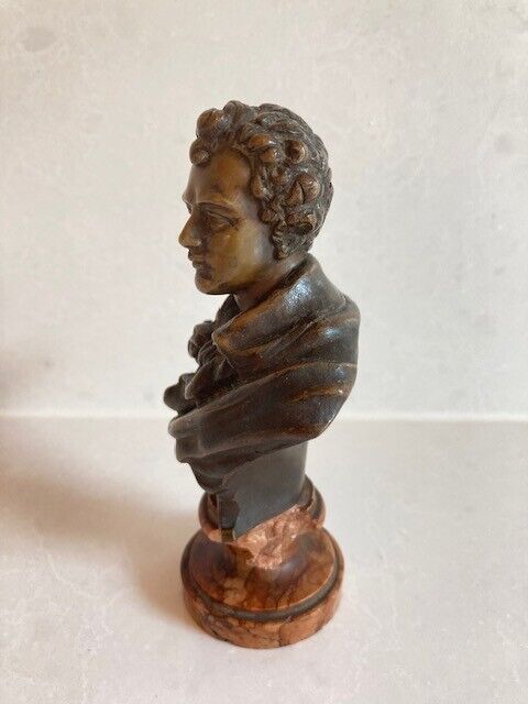 Byron Bronze Bust on Marble Base 4 3/4