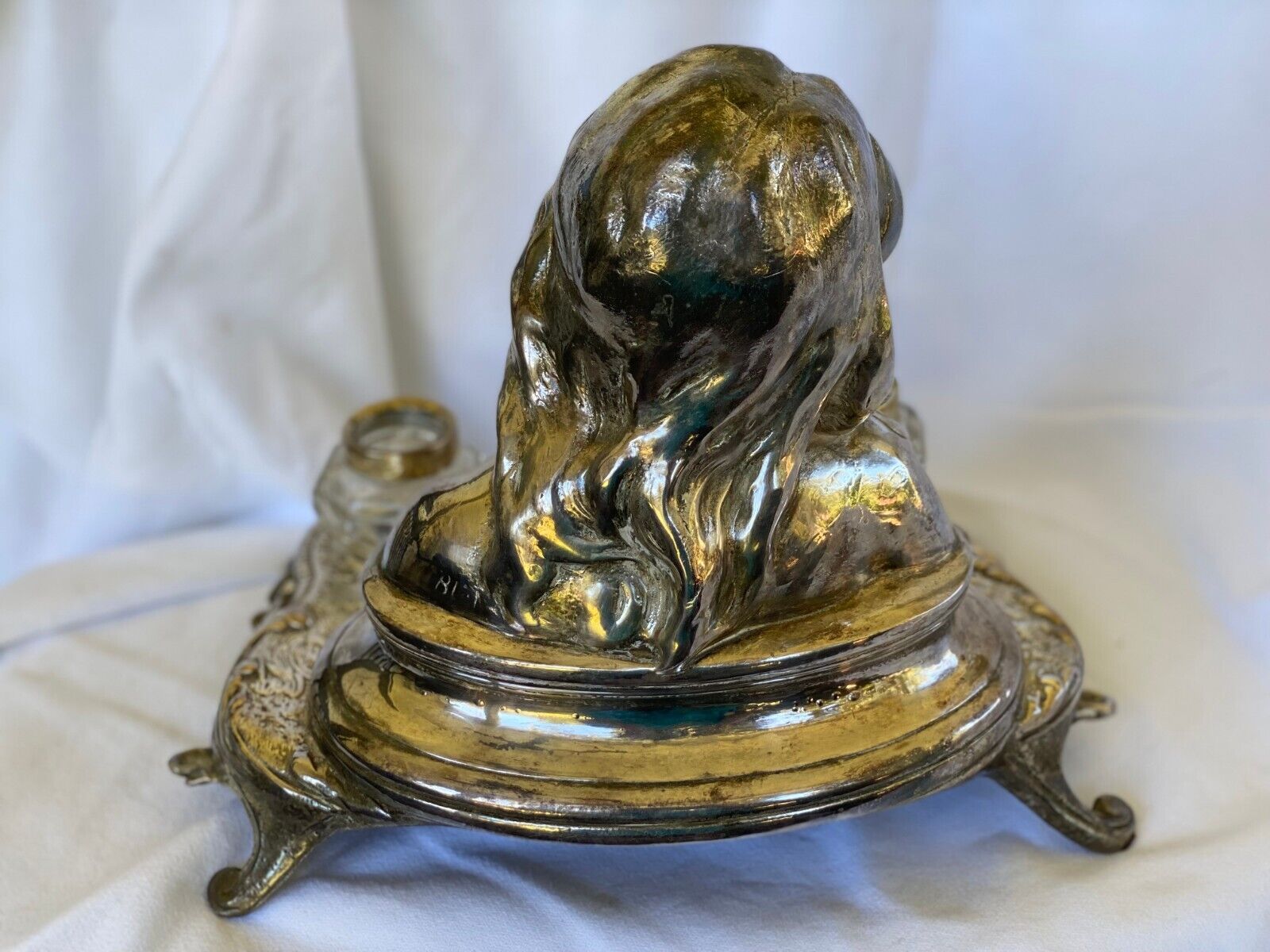 Antique Leon Mignon Sculptured Young Girl Bust Inkwells