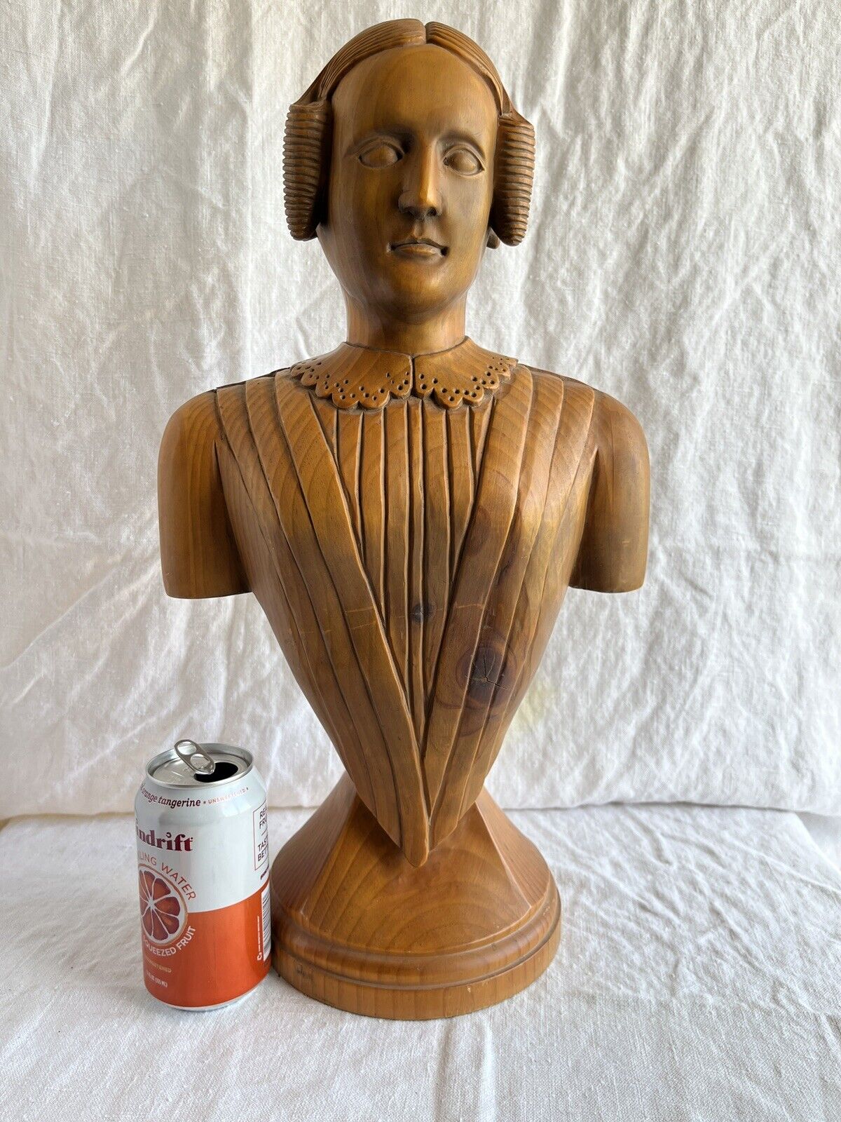 Antique Asa Ames wood bust sculpture Americana art