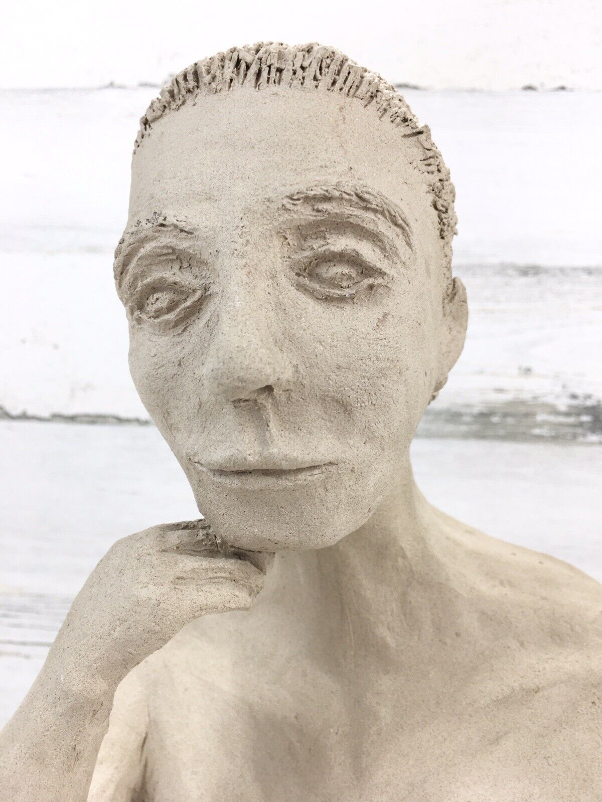 Vintage Clay Nude Woman Bust Sculpture - 12