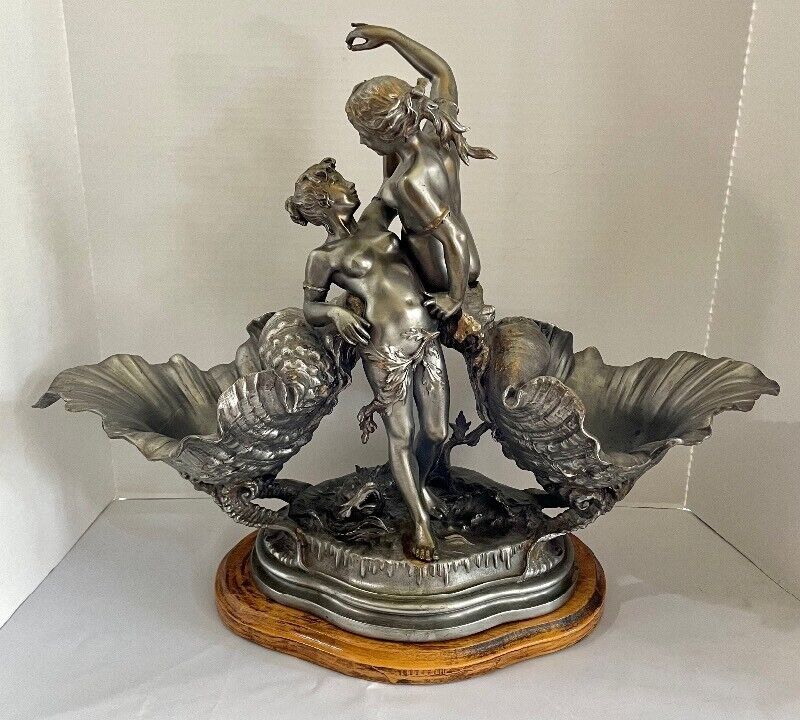 French Maidens Metal Sculpture by Charles Georges Ferville Suan