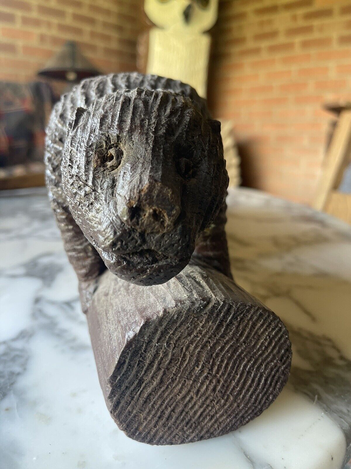 1800s Primitive Folk Art Wood Carving Antique