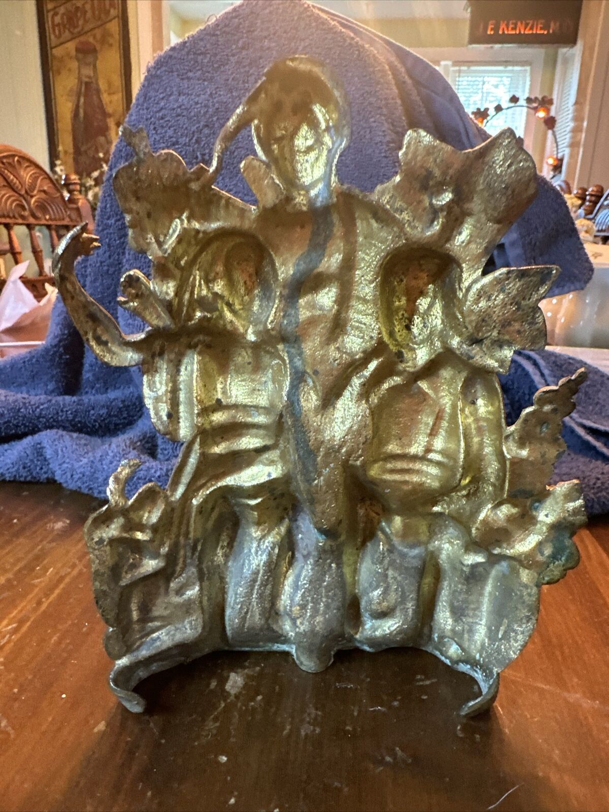 Bronze Brass Daniel Boone with Native Indians Figurine