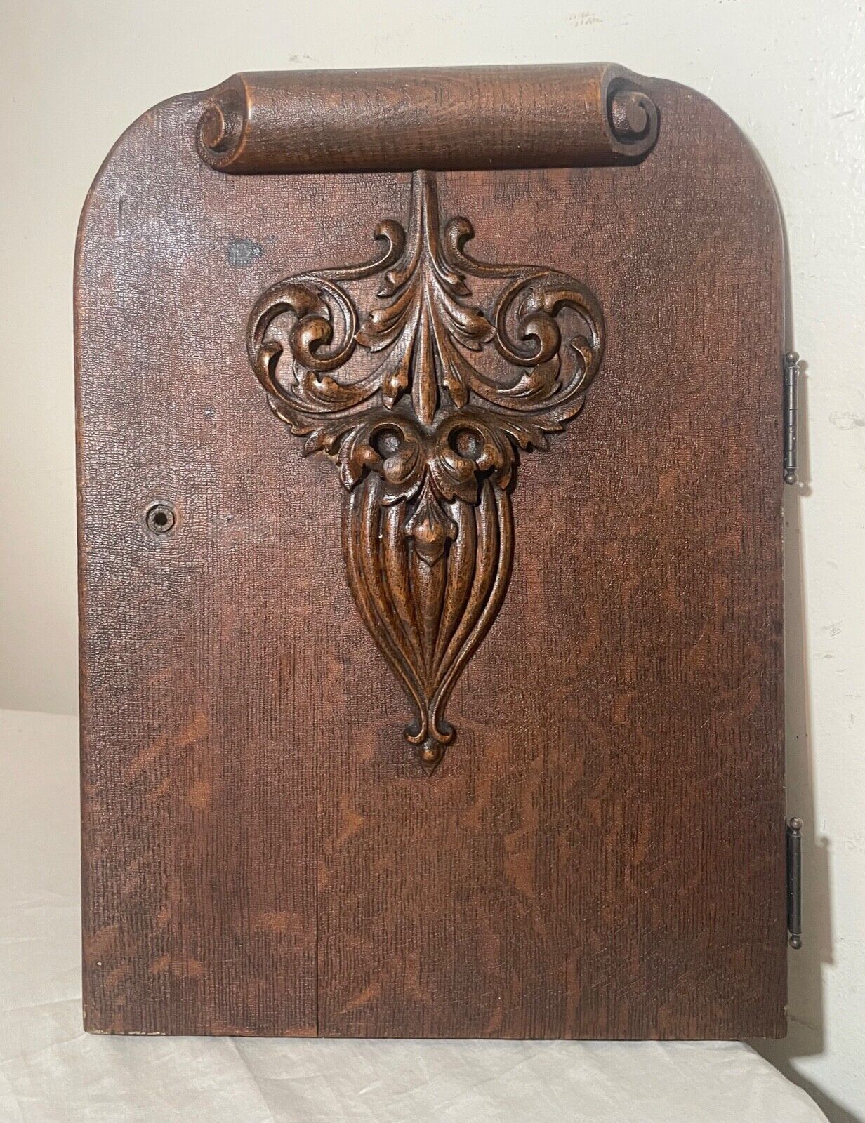 1800s carved wood oak architectural relief wall sculpture