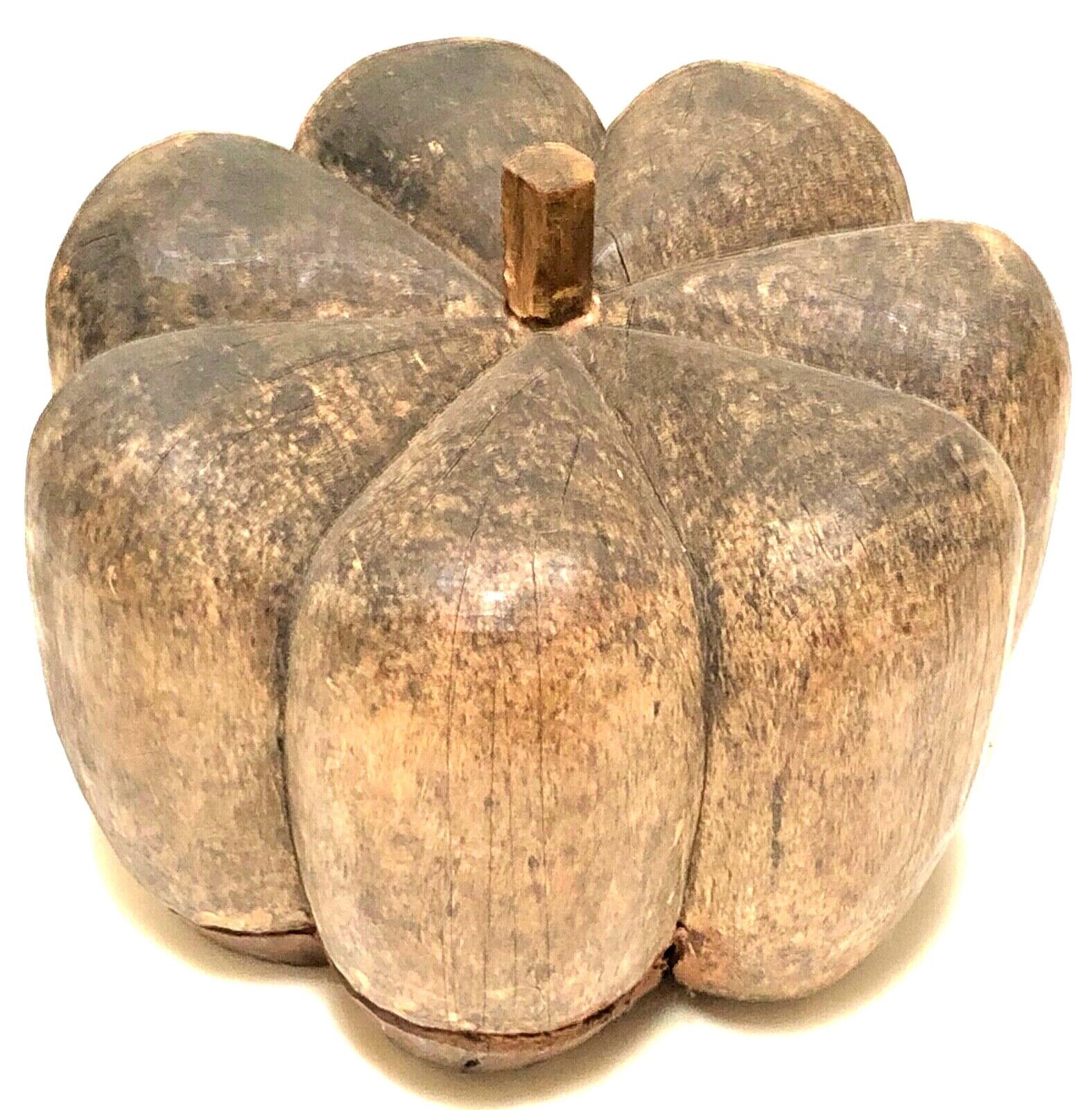 Large Folk Art Primitive Carved Wood Pumpkin Sculpture