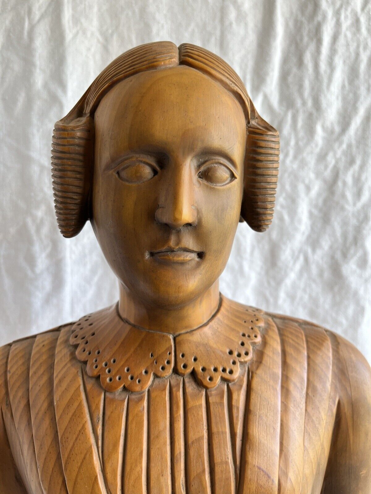 Antique Asa Ames wood bust sculpture Americana art