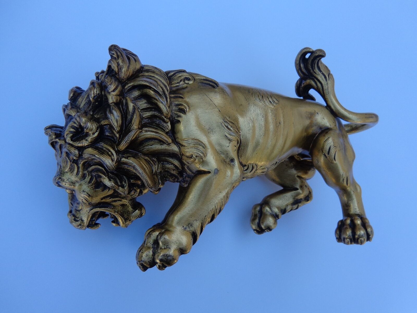 Rare 18th Century Gilt Bronze Royal Lion Sculpture