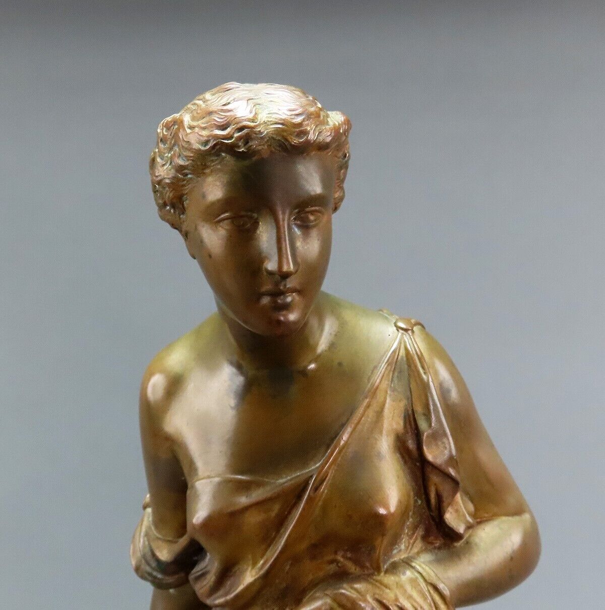 1800s Continental Bronze Statue of Psyche, Young Greek Woman