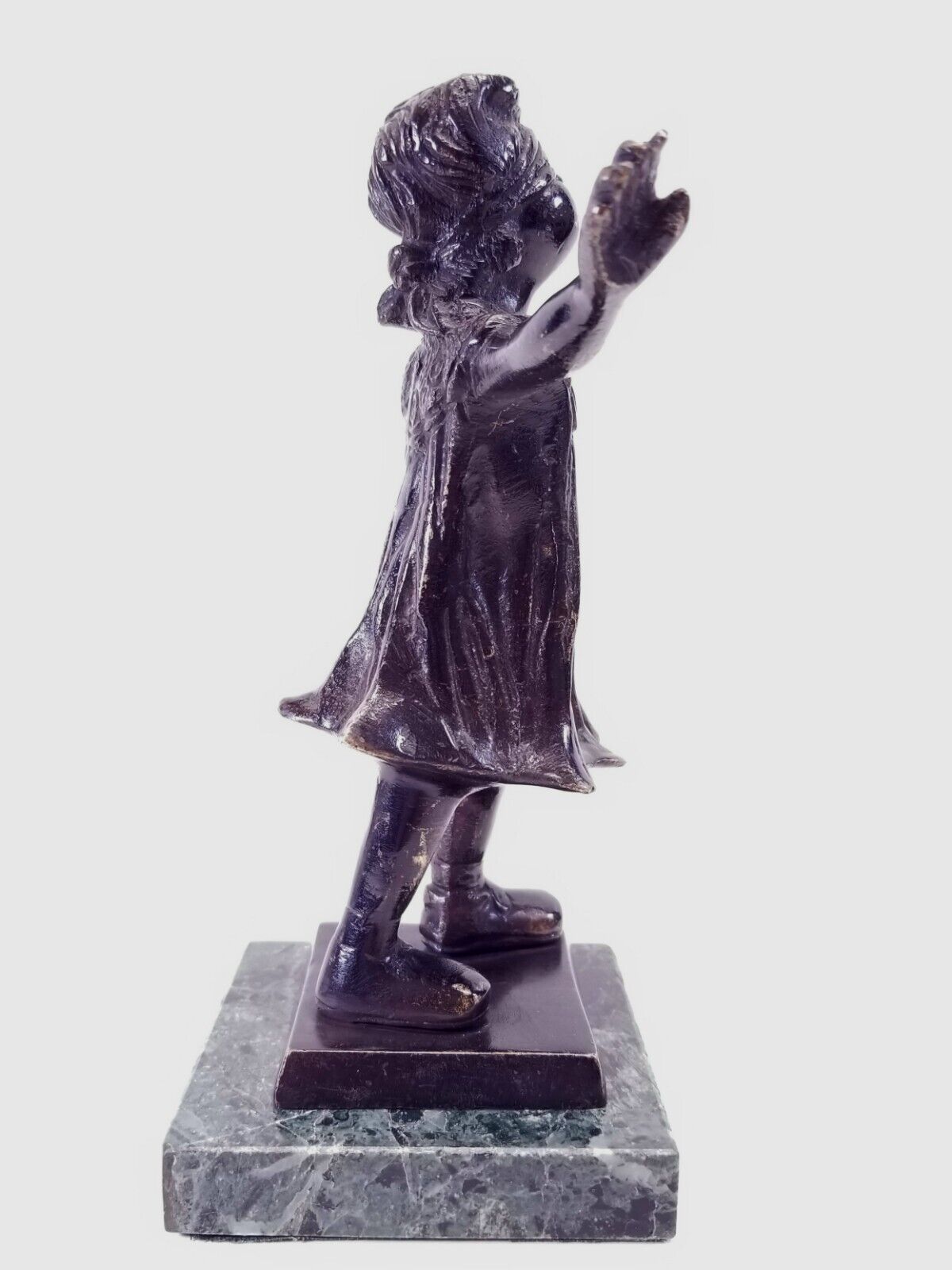 Early 1900s Bronze Blindfold Girl Statue on Marble