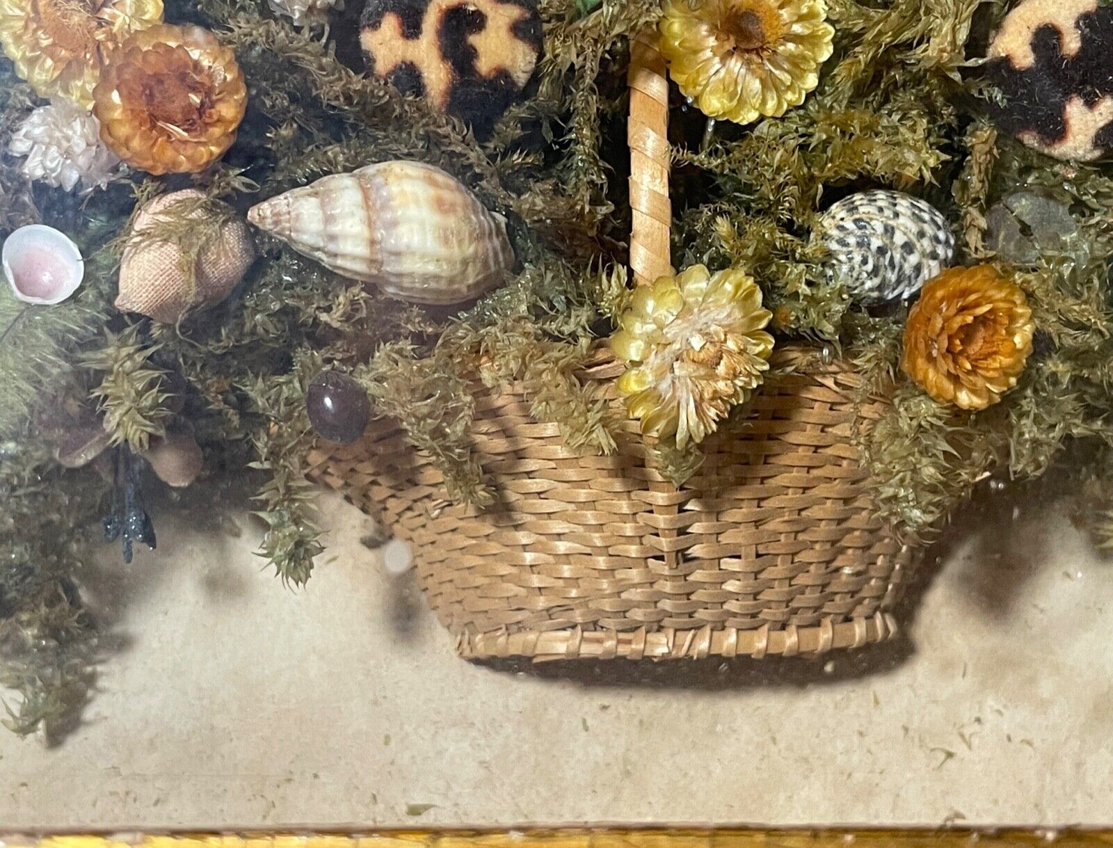 Rare Victorian folk art memorial shell bouquet sculpture