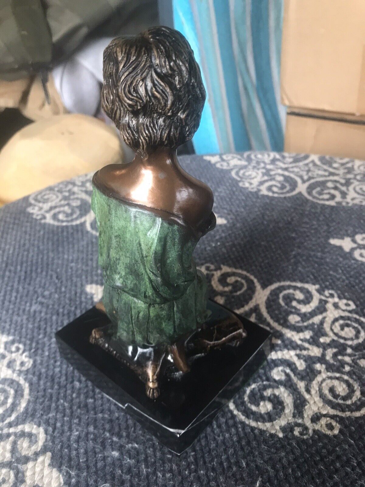 Late 19th Century Mareau Bronze Praying Girl Statue