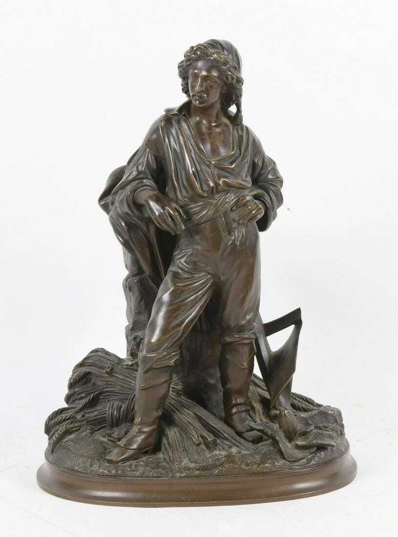 1800's Paul Emil Machault bronze peasant farmer statue