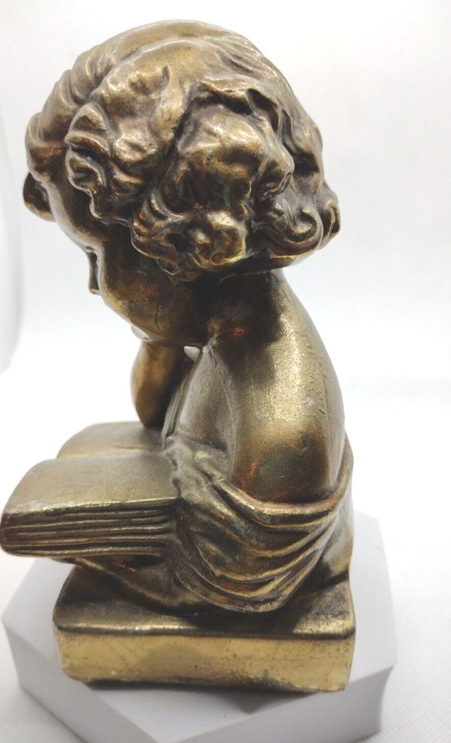 1800's Antique Plaster Vicari Girl Library Book End
