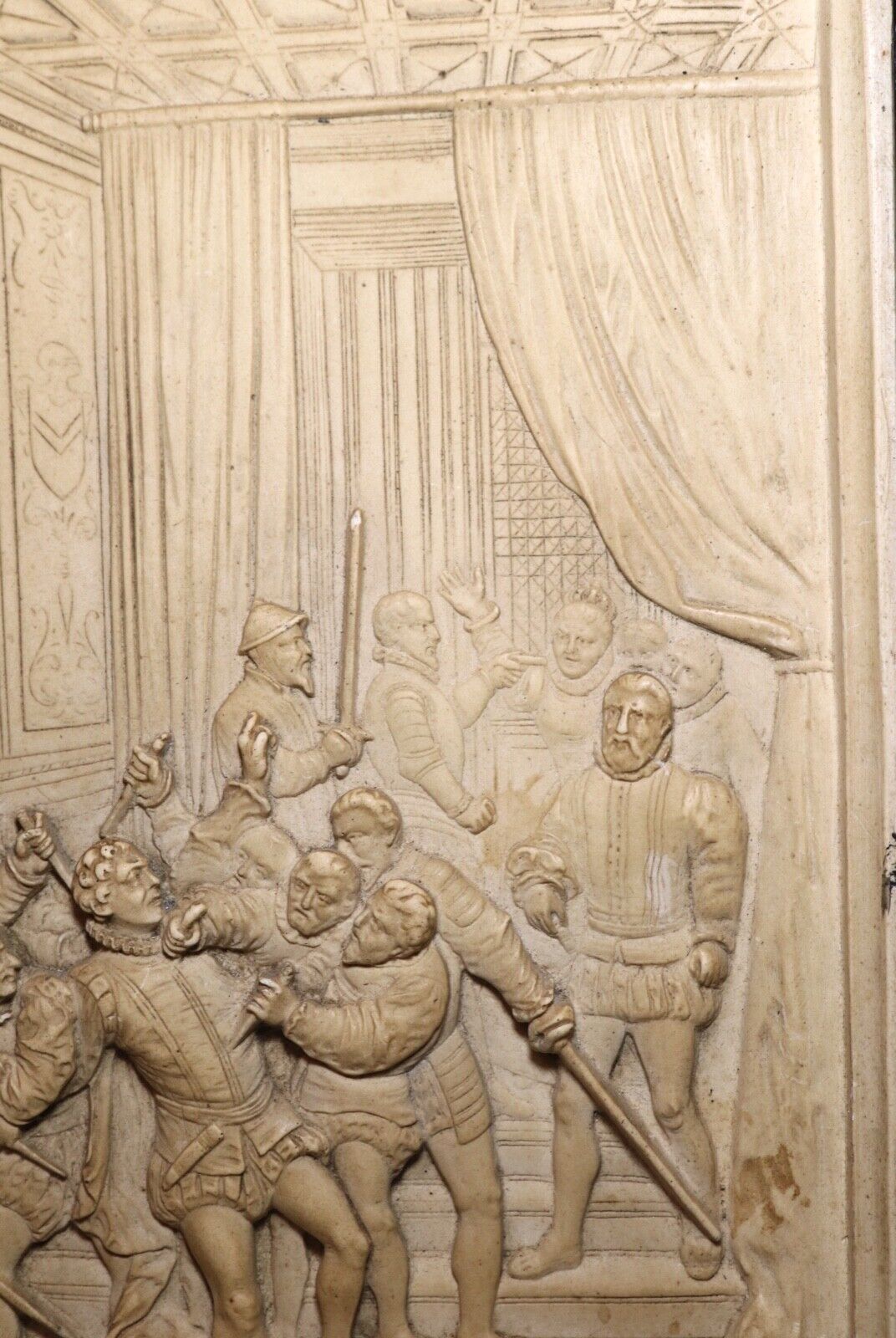 1800's hand carved figural relief wall plaque sculpture