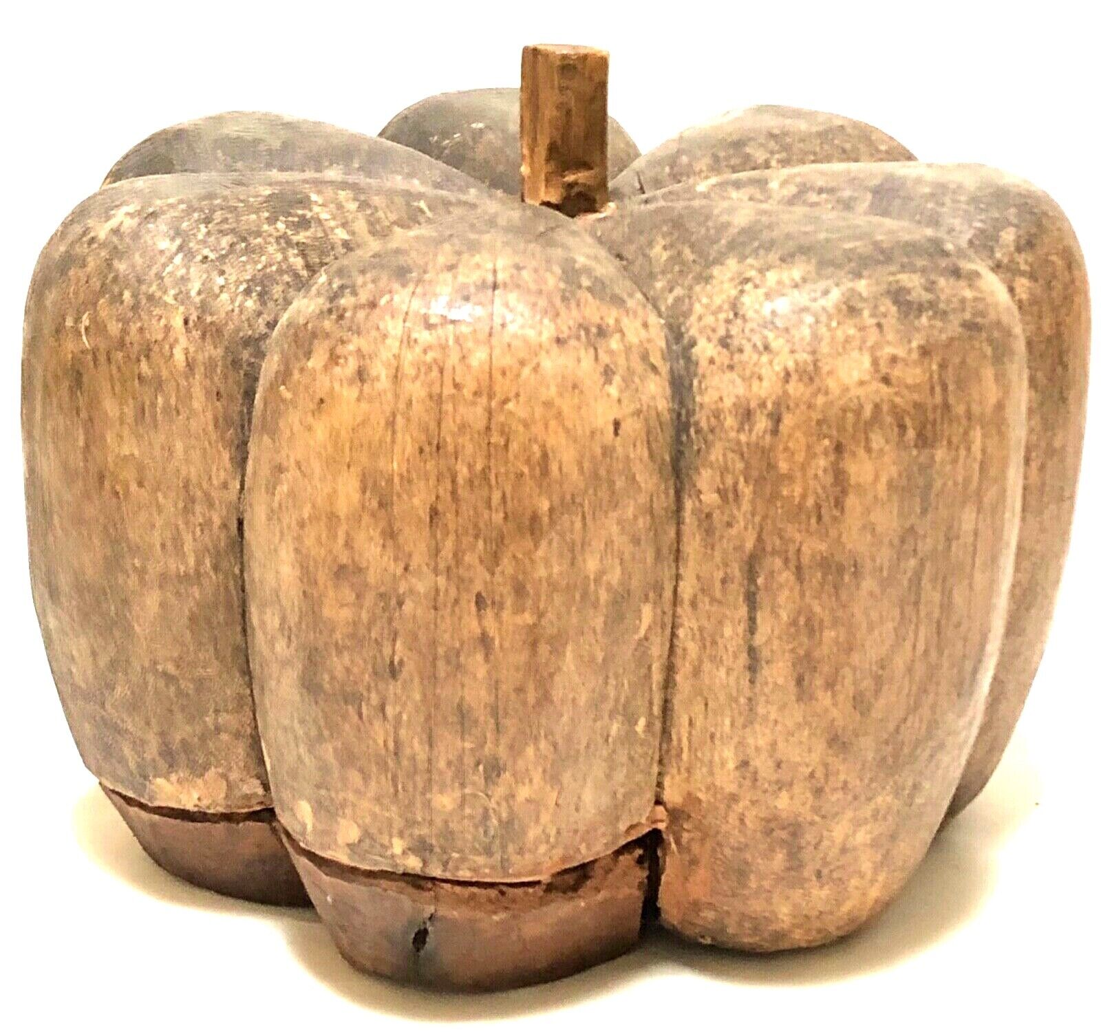 Large Folk Art Primitive Carved Wood Pumpkin Sculpture