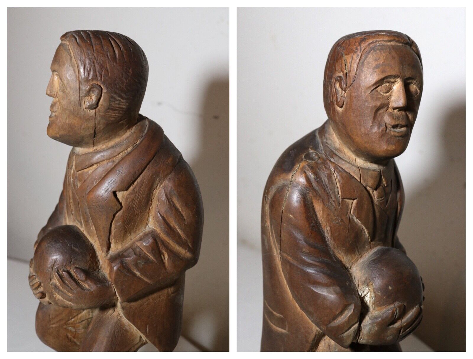 1800's Folk Art Hand Carved Wooden Figure Sculpture